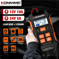 Car Battery Tester Truck Test KW520 for 12V 24V Multifuctional Lead Battery Pulse Repair Tool AGM Gel Lithium Tester tools