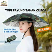 【Leooel】Topi Payung Dewasa Anti Hujan & Panas UV50+ Pelindung Kepala Besar Kokoh Untuk Mancing Outdo