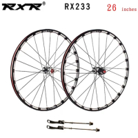 RXR 26 " RX233 Wheelset Carbon Hub MTB Disc Brake 5 Bearings Bicycle Wheel Sets Mountain Bike 7-11Speed Thru Axle/QR MTB Wheels