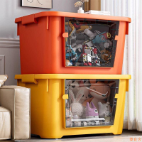 公司貨 免運 收納箱 翻蓋收納箱 儲物箱  前開式透明塑料收納箱家用翻蓋側開大號兒童玩具零食儲物整理盒子0517