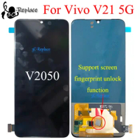 AMOLED Black 6.44 inch For Vivo V21 5G V2050 LCD Display Screen Touch Panel Digitizer Assembly Replacement parts