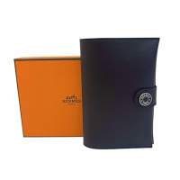 HERMES 愛馬仕 R.M.S 牛皮VEAU EVERGRAIN黑色法郎扣護照夾