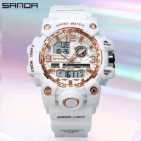 SANDA Brand G Style Ladies' Watches 50M Waterproof Outdoor Sports Military Quartz Watch For Women LED Digital Wristwatch Clock