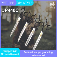 Yijiang JP440C Professional Pet Grooming 8.5/8.0/7.5/8.0inch Straight/Curved/Thinning /Chunker Scissors Set Dog Grooming
