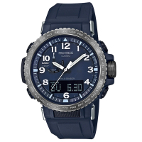 【CASIO 卡西歐】PRO TREK 登山錶系列/高度溫度氣壓方位偵測/6局電波接收/47mm/雙錶帶組合(PRW-50YFE-2A)