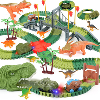 Dinosaur Track Toys for Kids - Best Birthday Gifts for 3 4 5 6 7 Year Old Boys Flexible Race Car Tra