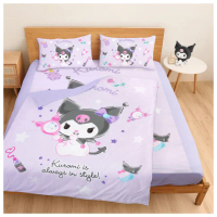 【享夢城堡】雙人加大床包涼被四件組(三麗鷗酷洛米Kuromi 妝酷女孩-紫)