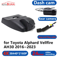 AutoBora 4K Wifi 3840*2160 Car DVR Dash Cam Camera 24H Video Monitor for Toyota Alphard Vellfire AH30 2016~2023