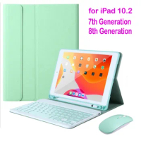 For iPad 10.2 Case with Keyboard for Apple iPad 10.2 2021 2020 7 8 9 7th Gen 8th 9th Generation bluetooth keyboard Mouse Cover