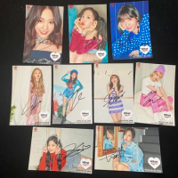 signed TWICE Autographed What is Love Group photo 4*6 K-POP Blue Version 2018