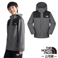 【The North Face】童 輕量防水透氣連帽休閒外套.防風夾克.機能性風衣.風雨衣_8A48-0UZ 珍珠灰