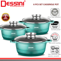 DESSINI ITALY 6 PCS 20CM 24CM 28CM Casserole Die Cast Aluminium Induction Non Stick Pot Bowl Pan Coo