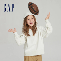 【GAP】女童裝 Logo帽T 空氣三明治系列-白色(797490)