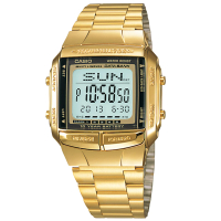【CASIO 卡西歐】DATABANK系列 金色復刻 街頭潮流 世界時間 不鏽鋼手錶 金色 36mm(DB-360G-9A)