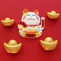Cute lucky cat refrigerator sticker Safe Joy Yuan treasure auspicious moving warm home refrigerator magnet