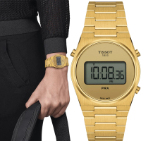 【TISSOT 天梭】官方授權 PRX Digital 電子錶手錶-35mm 送行動電源 畢業禮物(T1372633302000)