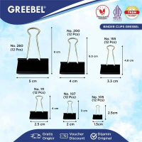 Klip penjepit kertas buku Greebel Binder Clip / Greebel Penjepit Kertas NO.107 Stationery