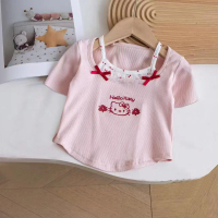 Baju-T Lengan Pendek, Gadis Selebriti Internet, Jualan Panas, Baju Asas Kanak-kanak Fesyen Baharu 20