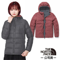 The North Face 女 700FPl 超輕保暖鵝絨雙面穿羽絨外套.防潑水防風夾克(5AY2-82R 瀝灰/野薑紅 N)