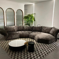 【KENS】沙發 沙發椅 意式極簡網紅花瓣布藝沙發別墅樣板間設計師異形轉角折疊組合沙發
