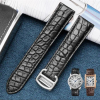 Genuine Leather Watch Strap for Cartier Tank Solo Crocodile Leather Watch Strap London Claire Leather Bracelet 18 20 22 23 24mm