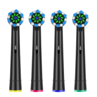 4pcs Cross Clean Brush Heads Compatible with Oral B Electric Toothbrush,Cross Generic Electric Toothbrush Heads,Black