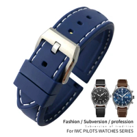 19/20mm 21/22mm High Quality Silicone Rubber Watchband for IWC Big PILOT'S Watches Spitfire Portofino Family Mark 18 Strap