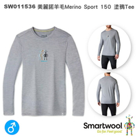 【速捷戶外】美國 Smartwool SW011536 男 Merino Sport 150 美麗諾羊毛塗鴉Tee(聰明人 淺灰),柔順,透氣,排汗, 抗UV