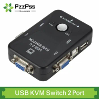 PzzPss USB KVM Switch 2 Port VGA SVGA Switch Box USB 2.0 KVM Mouse Switcher Keyboard 1920*1440 VGA Splitter Box Sharing Switch