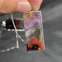 Natural Purple Cacoxenite Red Auralite 23 Rectangle Pendant 39.5mm Rutilated Women Men Canada Necklace Jewelry AAAAA