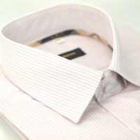 【金安德森】經典格紋繞領粉色條紋窄版長袖襯衫
