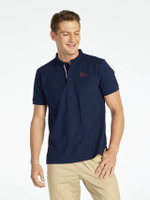 เสื้อโปโลผู้ชายคอจีน W8K904NV  สีกรม