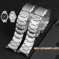 22mm Curved End Stainless Steel Watchband for Casio Strap MDV-106 Bracelet MDV106 Swordfish MTP-1374 MTP-1375 Male Watch Band