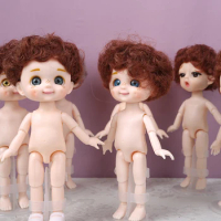 1/12 Mini doll cute face 16cm Bjd Short Boy Hair Sleeping Pig Naked Body Dress Up Fashion Dolls for Girls Gift DIY Toys