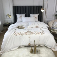 Chic Gold Embroidery Duvet Cover set Luxury Brushed Cotton Soft Warm Bedding set Bed sheet set Pillow shams Comforter Cover