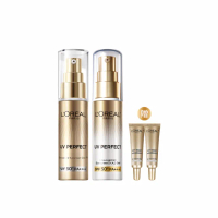 【LOREAL Paris 巴黎萊雅】多效防護輕裸美肌乳30ml 2入組_美肌小金管/控油小銀管(防曬/妝前乳)