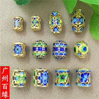 老北京花絲景泰藍 S925銀鍍金燒藍桶珠蜜蠟手鏈項鏈 DIY配飾 配件