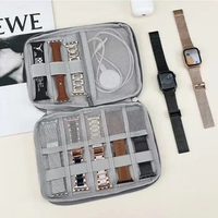 Grey Multifunctional Watch Storage Bag Watch Organizer Case Portable Travel Carrying for Apple Watch Band Holder Case Pouch