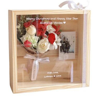Hadiah bunga buket frame mahar acrylic bunga palsu import - 1 polaroid photo - anniversary birthday 