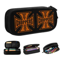 West Coast Iron Cross Choppers Pencil Case for Boy Girl Large Capacity Pen Box Bag School Accessories