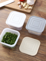 日式蔥花保鮮盒冰箱水果蔬菜收納盒帶密封蓋瀝水食物姜蒜儲存盒子