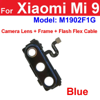 Back Camera Glass Lens Cover For Xiaomi Mi 9 Rear Camera Lens Glass + Frame with Flash Flex Cable Re