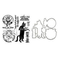 Metal Cutting Dies New 2022 Clear Stamp Scrapbooking For Card Making Cat Plays Fiddle to the Silver Moon Embossing Frame