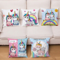 Cute Cartoon Animal Pillowcase Square Single Side Prints Cushion Cover for Sofa/Bed Home Sofa Decor Cozy Pillow Case 40 45 50 60