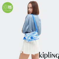 KIPLING官方旗艦館 『千層包』Kipling 藍粉海洋波紋印花單肩隨身斜背包-RIRI