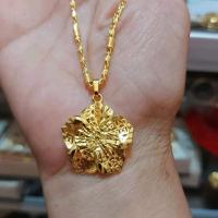 kalung mawar lapis emas import 45cm