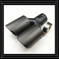 One Piece Full Matte Black Car Rear Muffler Tip Car Universal Stainless Steel Carbon Fiber Dual Out For Akrapovic Exhaust Pipe