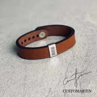 Men’s Personalize Leather bracelet | gelang custom nama cowok vintage Laki-laki Sukses | steinless s