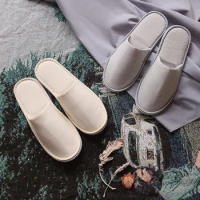 10 Pairs Disposable Slippers Hotel Travel Slipper Sanitary Party Home Guest Use Men Women Unisex Closed Toe Shoes Salon Homestay
