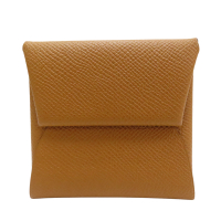 【二手名牌BRAND OFF】HERMES 愛馬仕 金棕色 Epsom牛皮 Bastia 扣式零錢包 Y刻